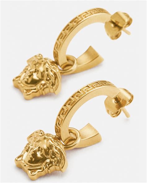 versace medusa earrings replica|versace goldtone greca hoop earrings.